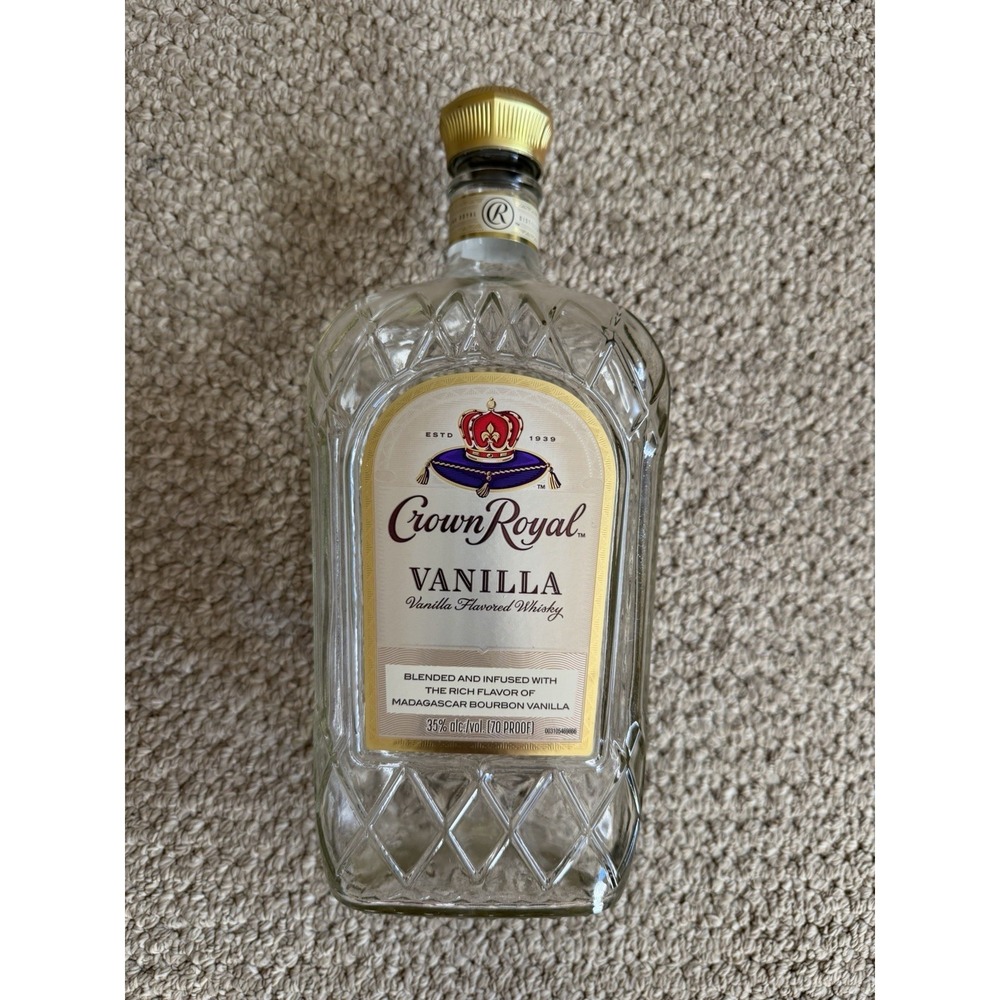 Crown Royal Bottle 1.75 L Liter Big Bottle With Crown Lid EMPTY